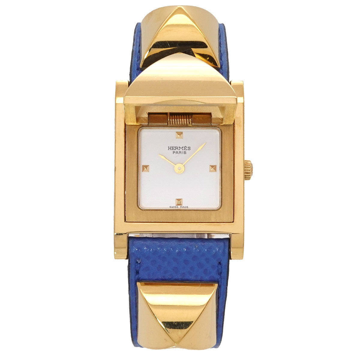 Medor Vintage pyramid Gold studs Quartz White Dial Ladies