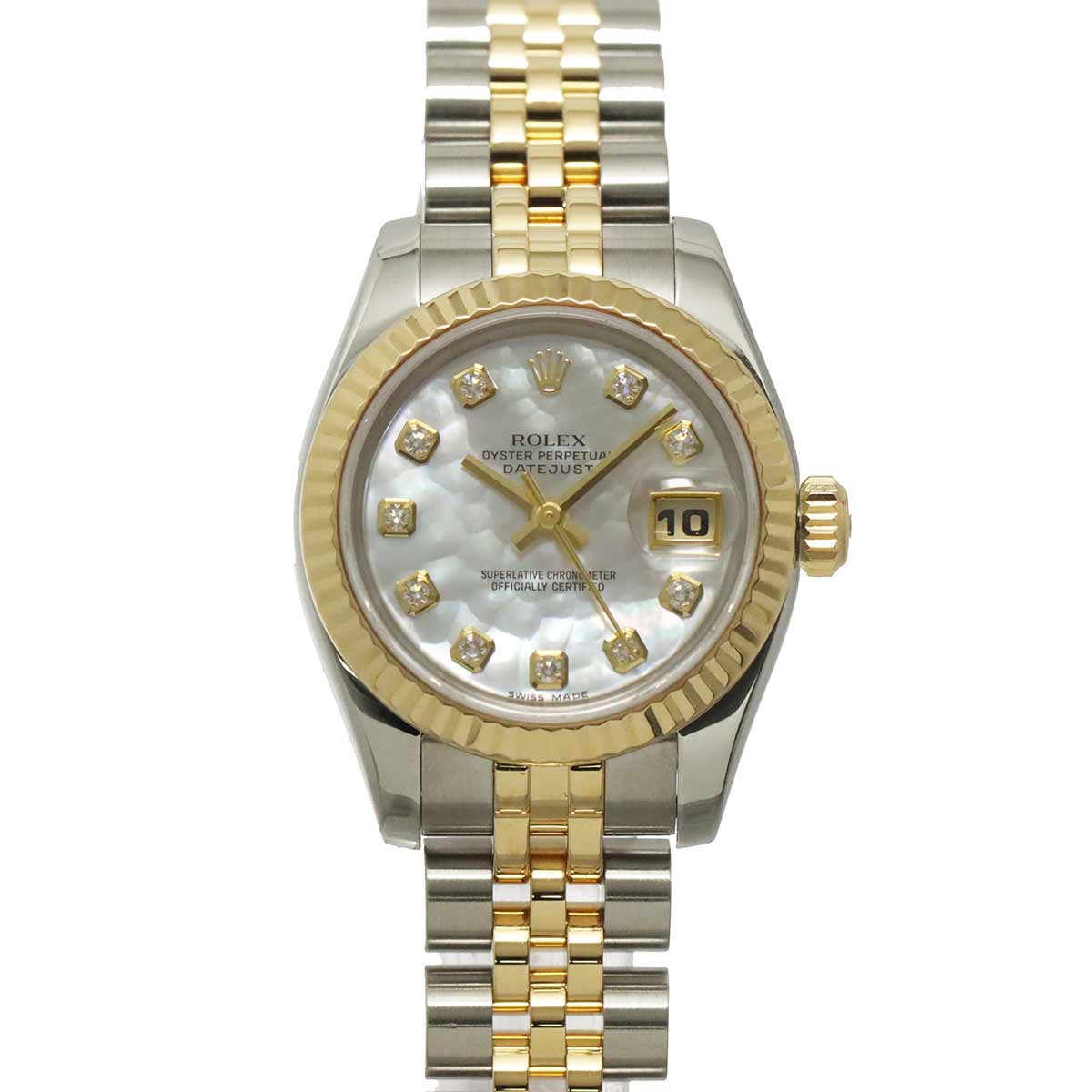 Datejust 179173NG Serial D 750 YG 10P Diamond White Shell Dial
