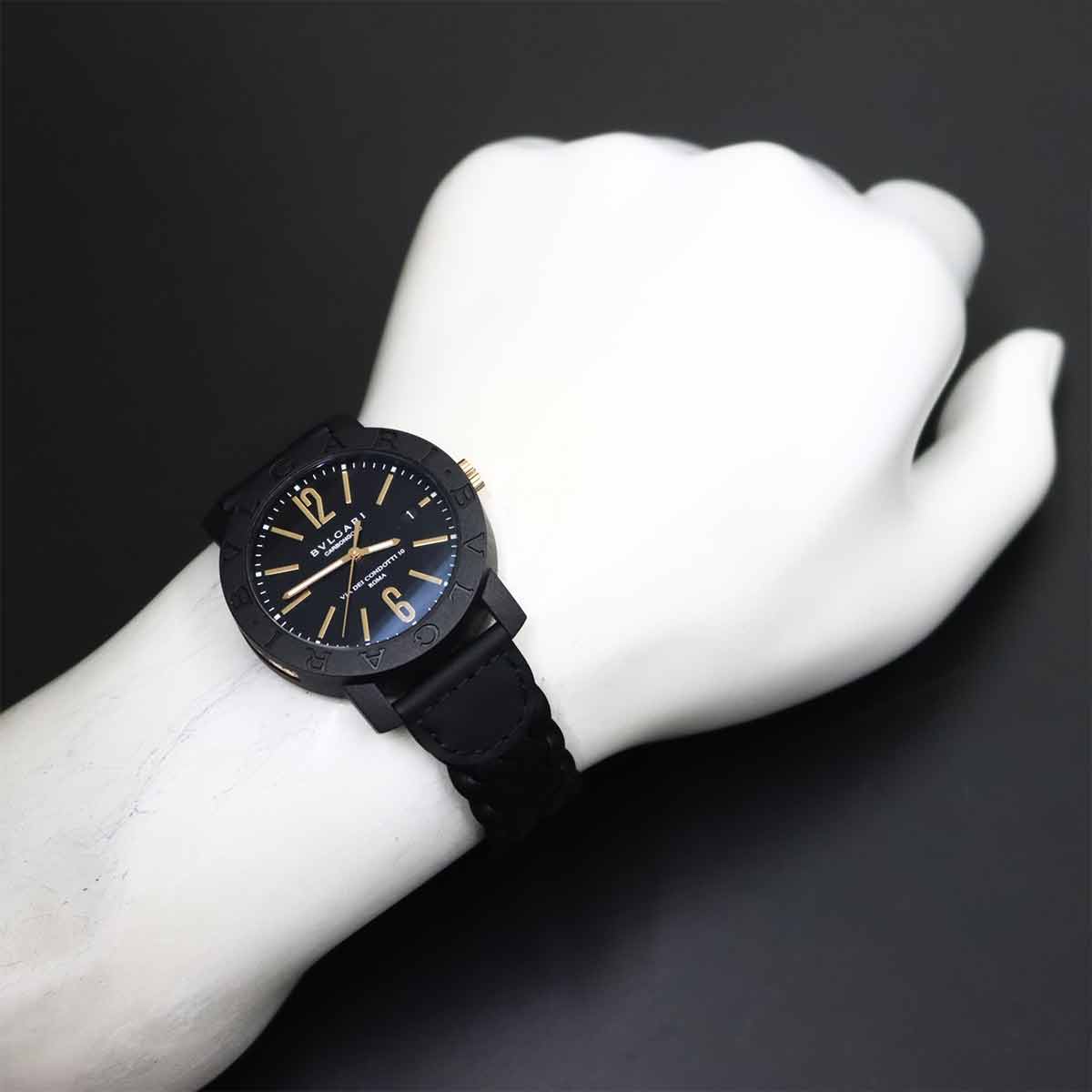 BVLGARIBVLGARI Carbon Gold BB40CL 750 PG Black Dial Mens