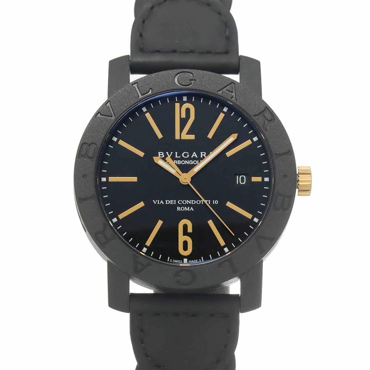 BVLGARIBVLGARI Carbon Gold BB40CL 750 PG Black Dial Mens