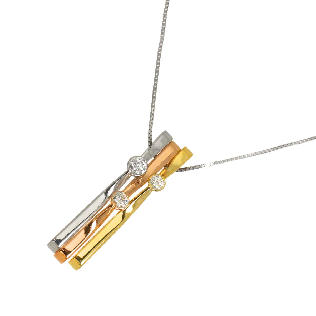 Diamond 0.12ct/0.08ct/0.06ct Necklace 18K White Gold 750
