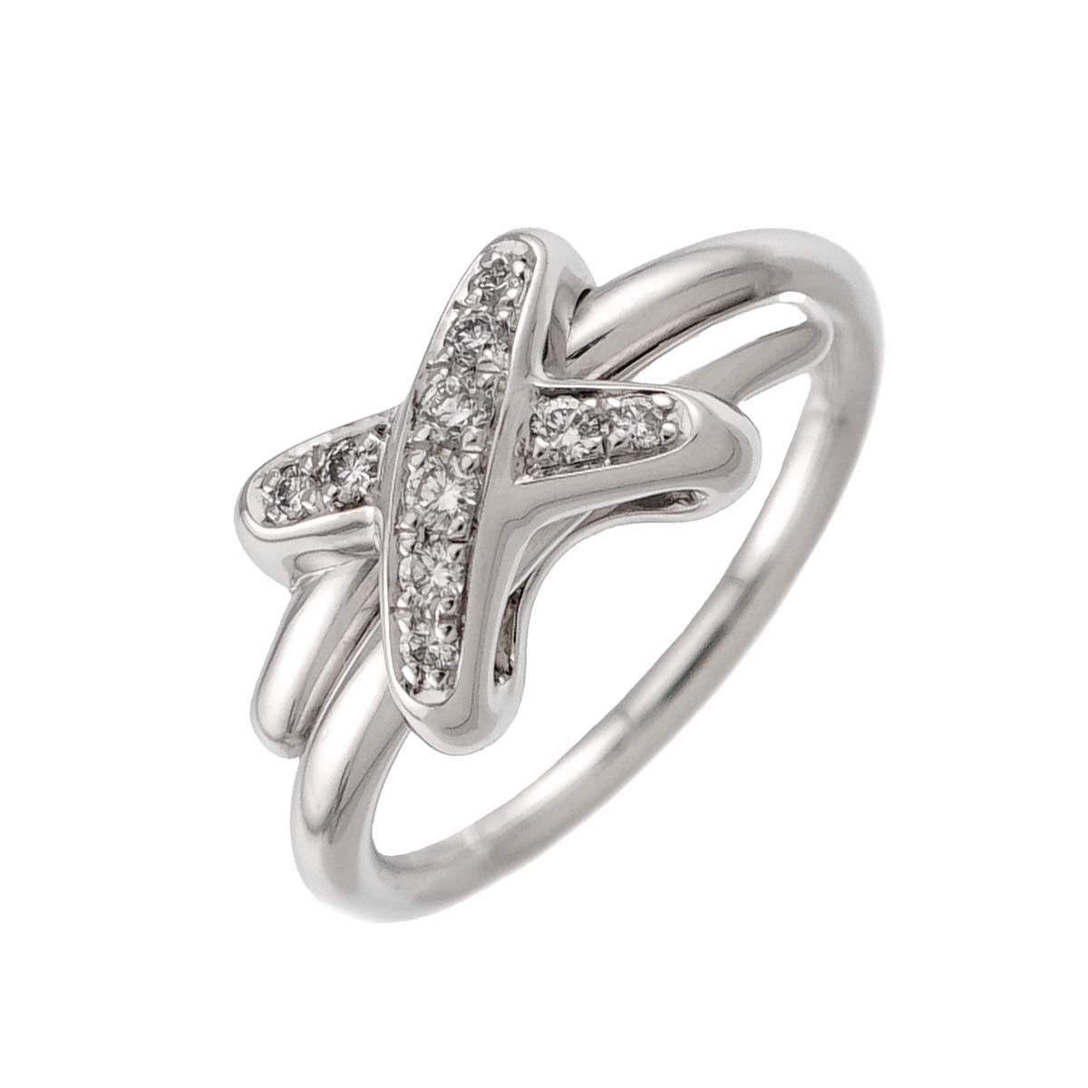 Jeux de Liens Diamond Ring 18K White Gold 750 size49 4.75-5(US)