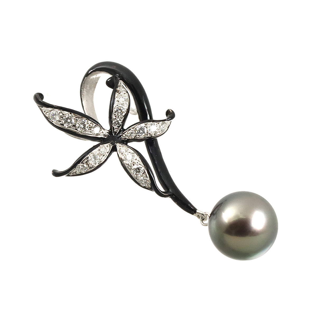 South Sea pearl Diamond 0.37ct Emerald Pendant Top 18K WG 750