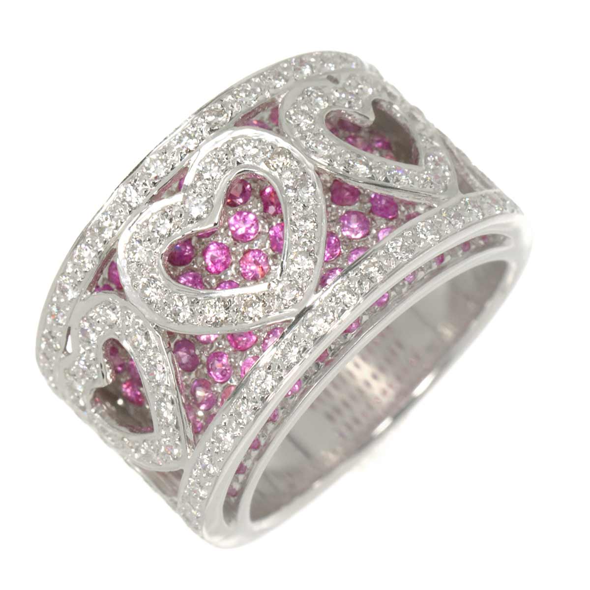 Sapphire 1.39ct Diamond 0.79ct Ring 18K WG 750 Size6-6.25(US)
