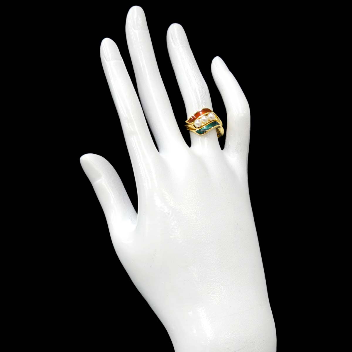 Baby Pearl 3.5mm Enamel Ring 18K YG 750 Size5.25(US)