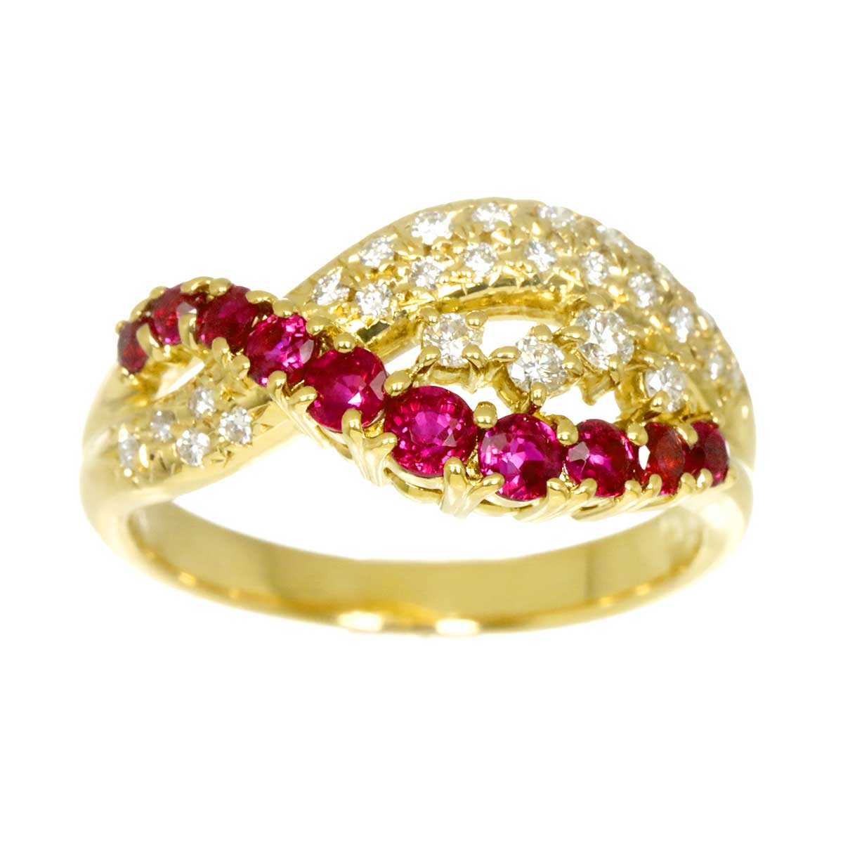 Ruby Diamond 0.24ct Ring 18K YG 750 size6.75(US)