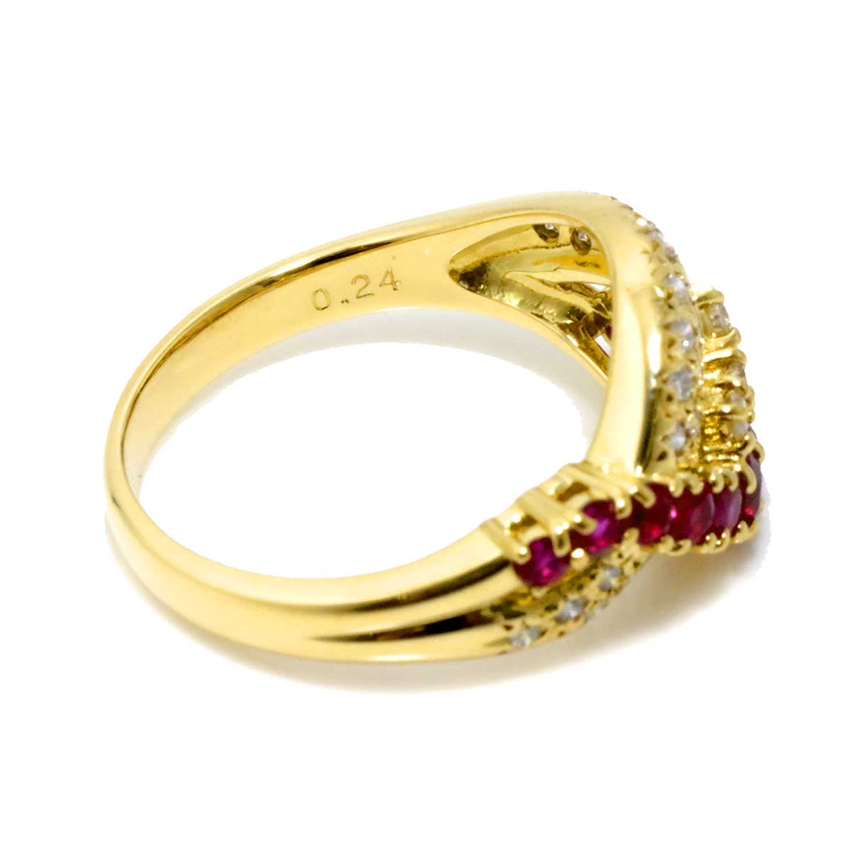 Ruby Diamond 0.24ct Ring 18K YG 750 size6.75(US)