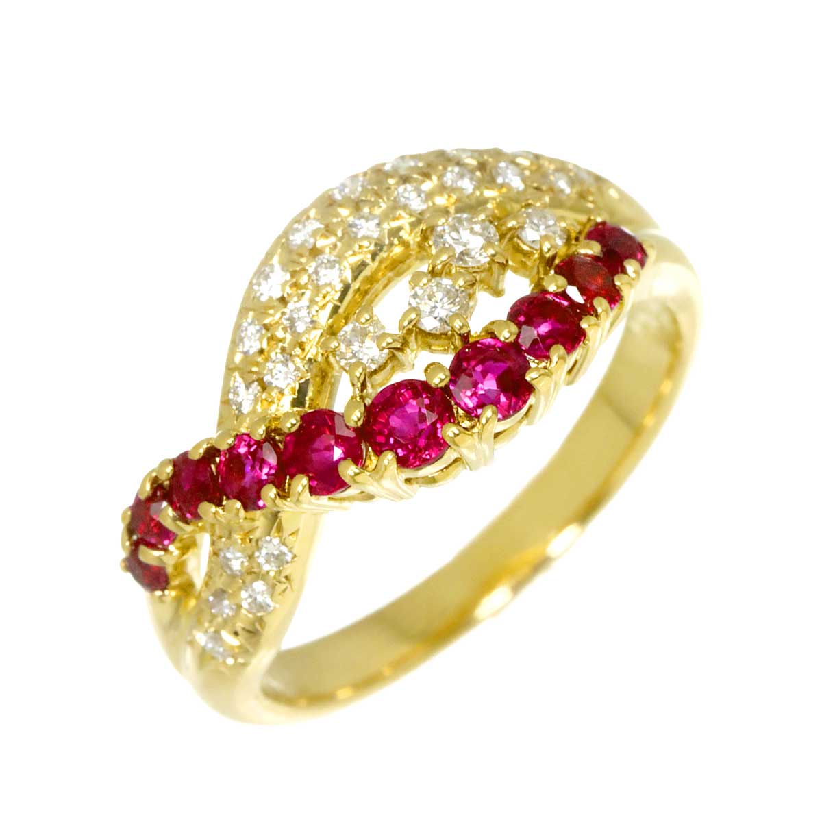 Ruby Diamond 0.24ct Ring 18K YG 750 size6.75(US)