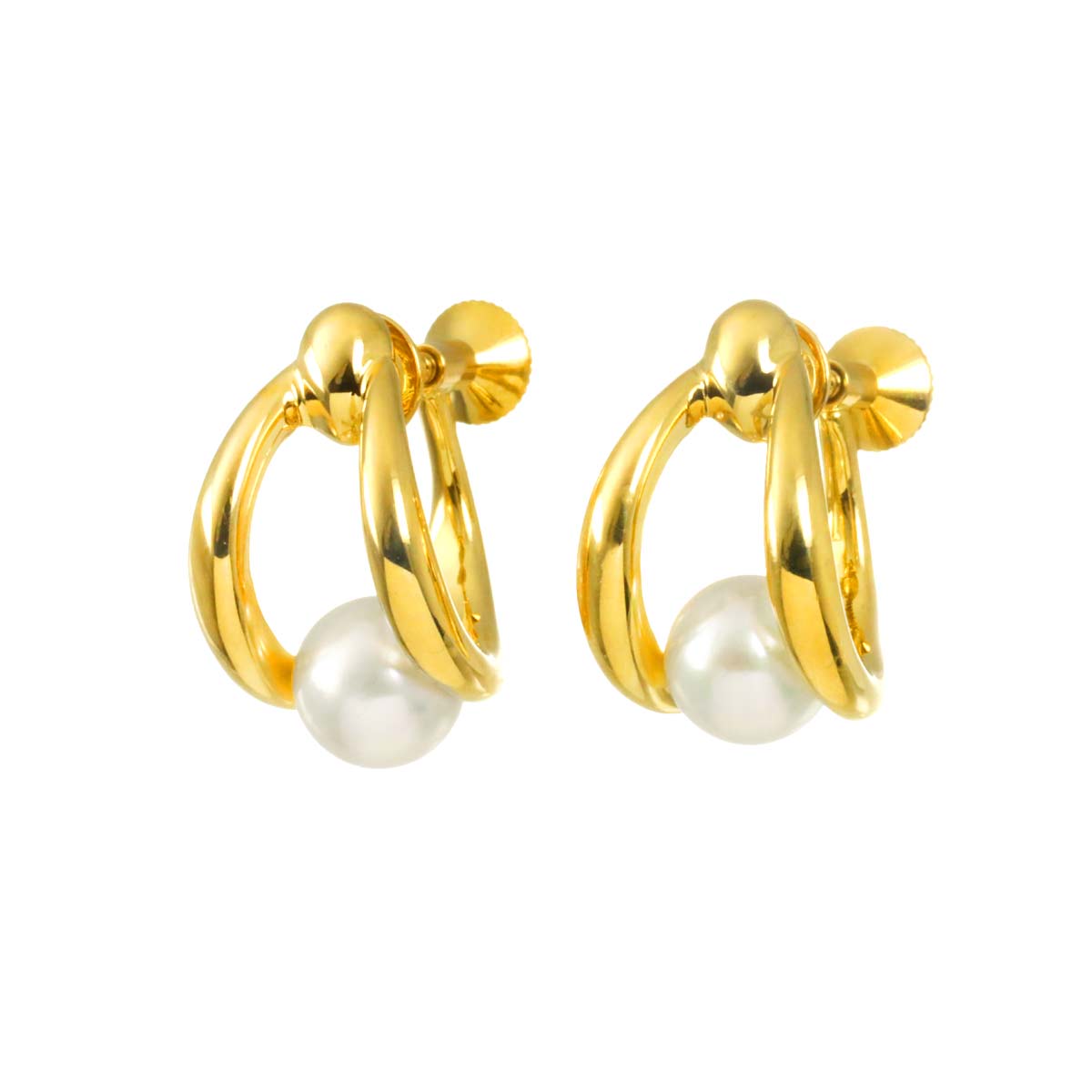 Akoya Pearl 6.5mm Earrings Clip on 18K Yellow Gold 750