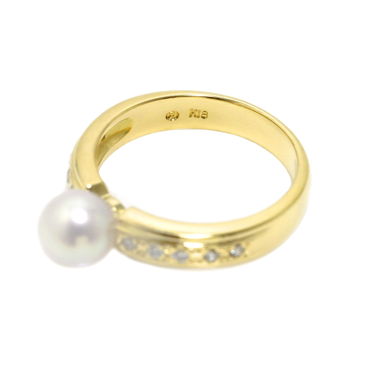 Akoya Pearl Diamond 0.10ct Ring 18K YG Size5.5-5.75(US)