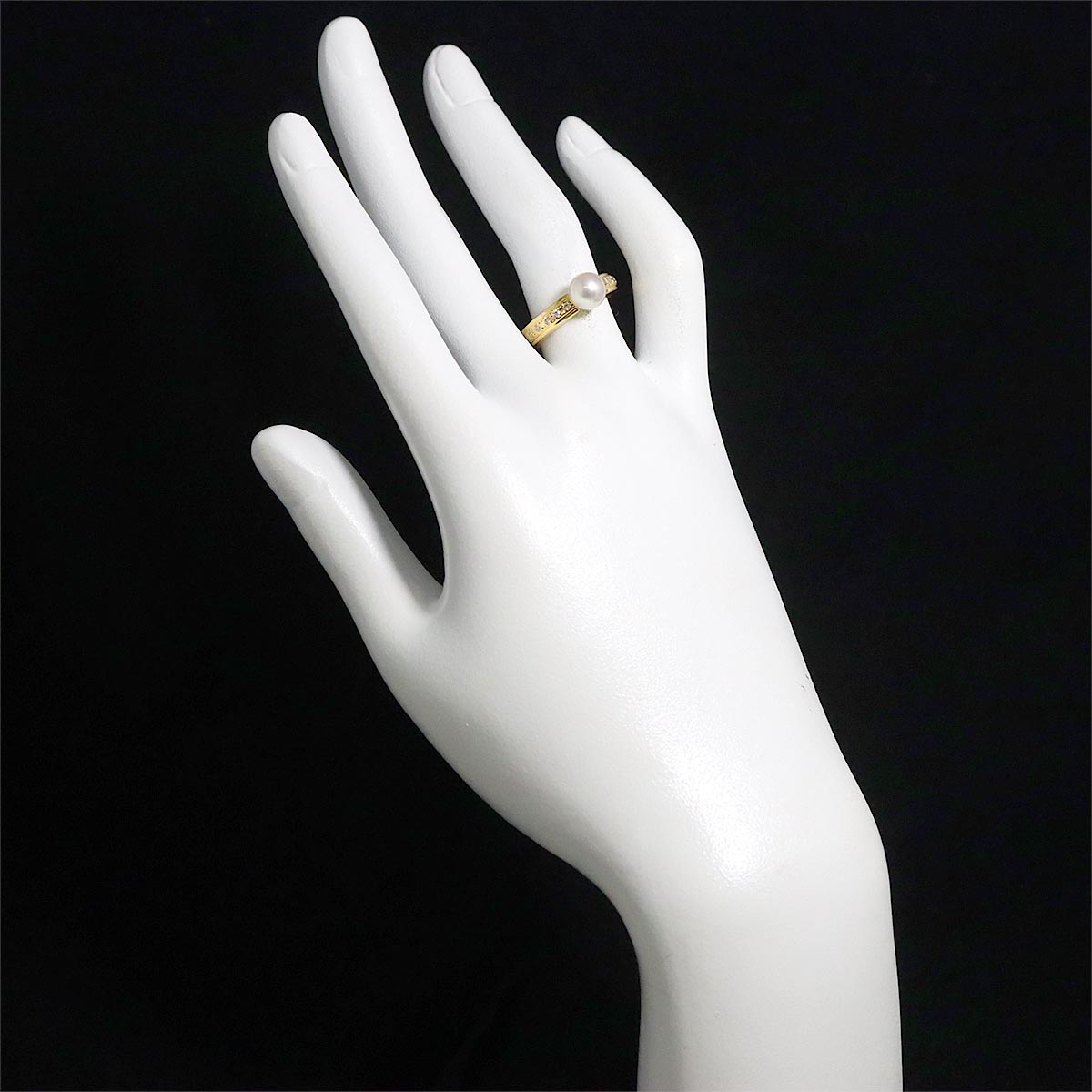 Akoya Pearl Diamond 0.10ct Ring 18K YG Size5.5-5.75(US)