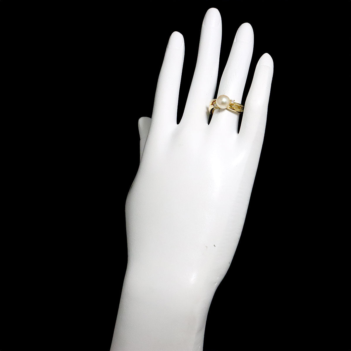 Akoya Pearl Diamond 0.07ct Ring 18K YG Size5.25(US)