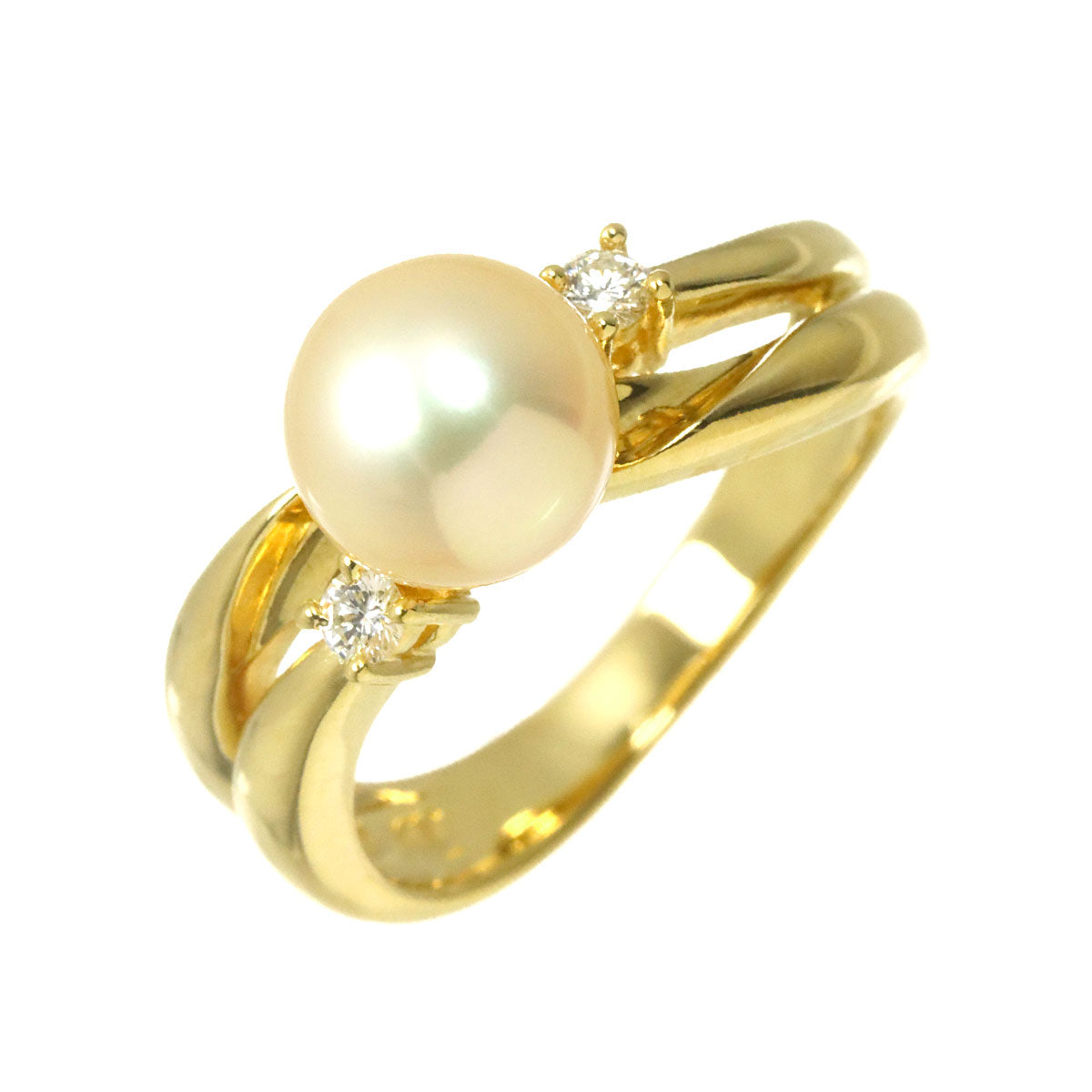 Akoya Pearl Diamond 0.07ct Ring 18K YG Size5.25(US)