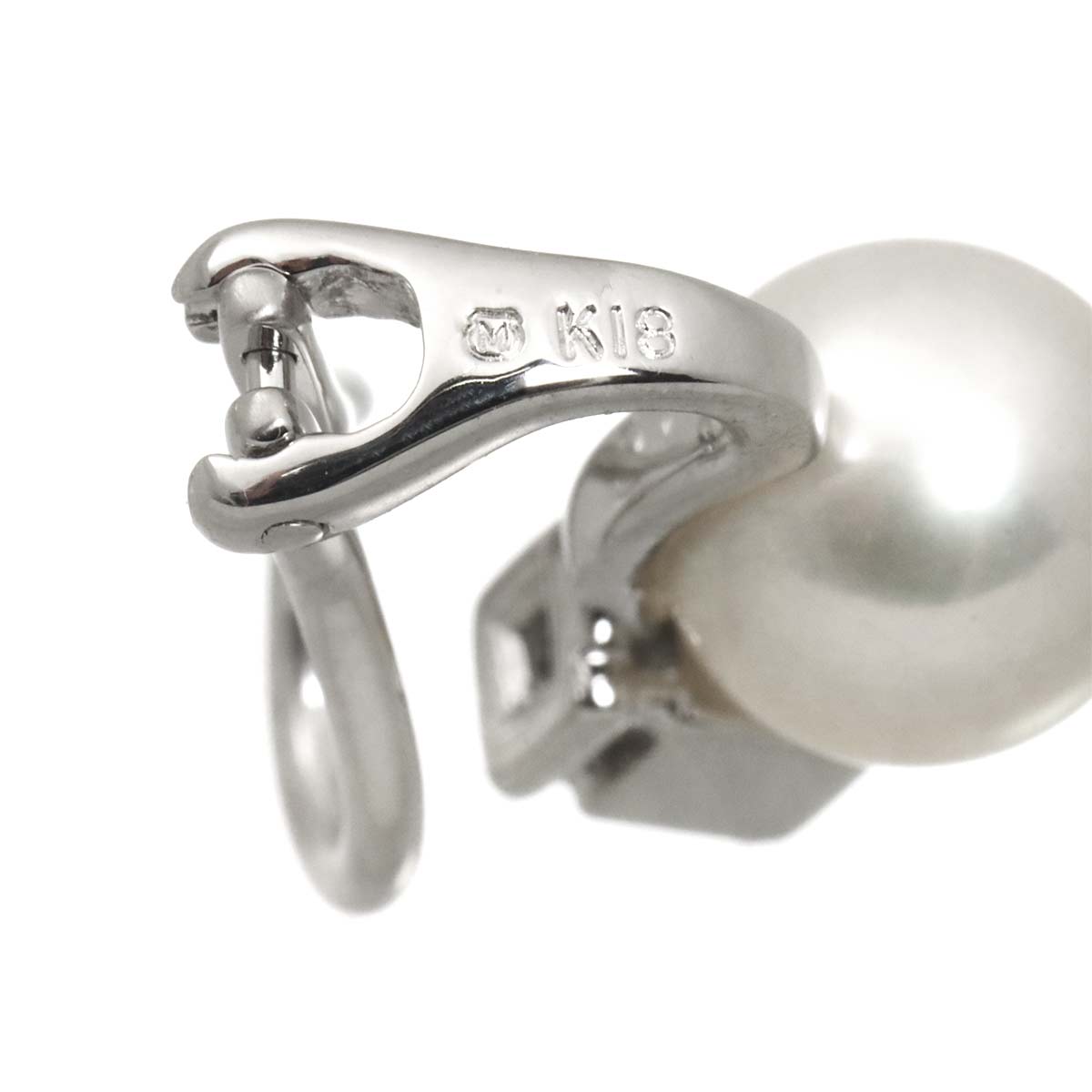 Akoya Pearl 7.2mm Diamond Earrings Clip on 18K WG 750