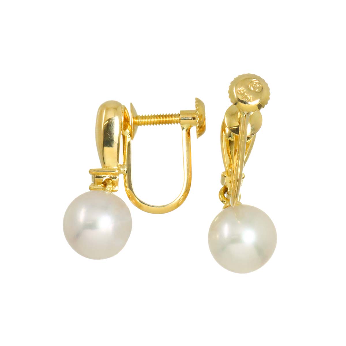 Akoya Pearl 6.9mm Diamond 0.01ct/0.01ct Earrings 18K YG 750