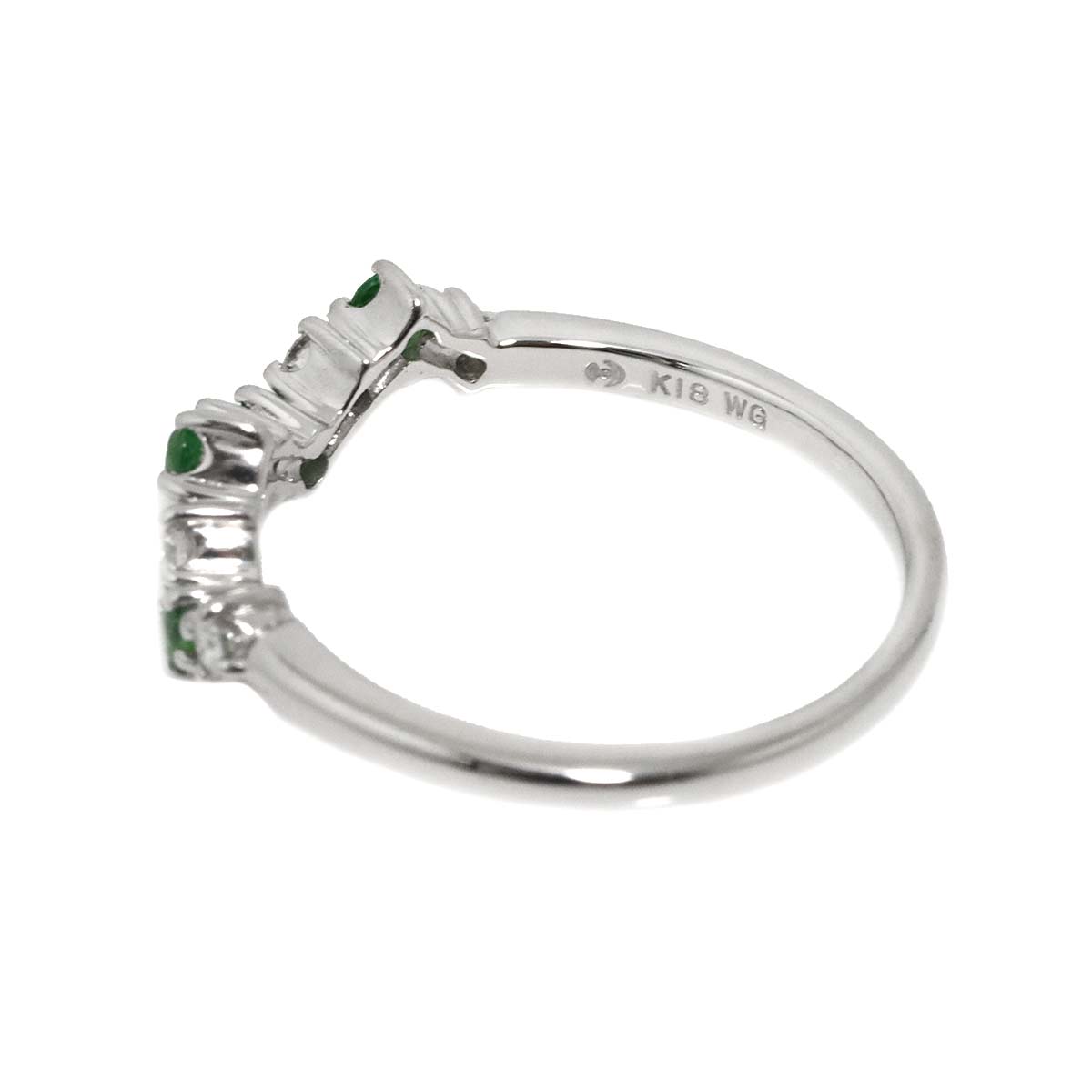 Garnet Diamond 0.09ct Ring 18K White Gold 750 Size4.75-5(US)