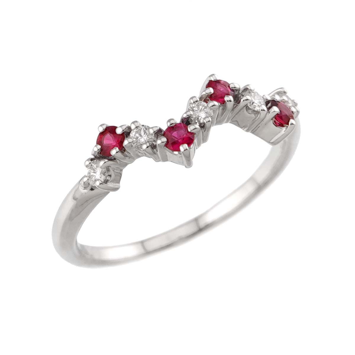 Ruby Diamond 0.09ct Ring 18K WG 750 size5.25-5.5(US)