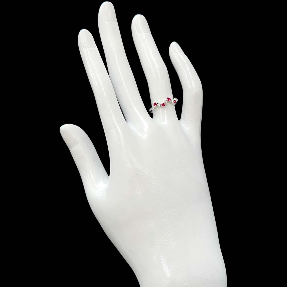Ruby Diamond 0.09ct Ring 18K WG 750 size5.25-5.5(US)
