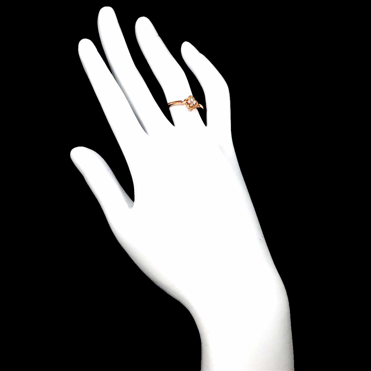 Diamond 0.13ct Ring 18K K18 PG 750 size5.5-5.75(US)