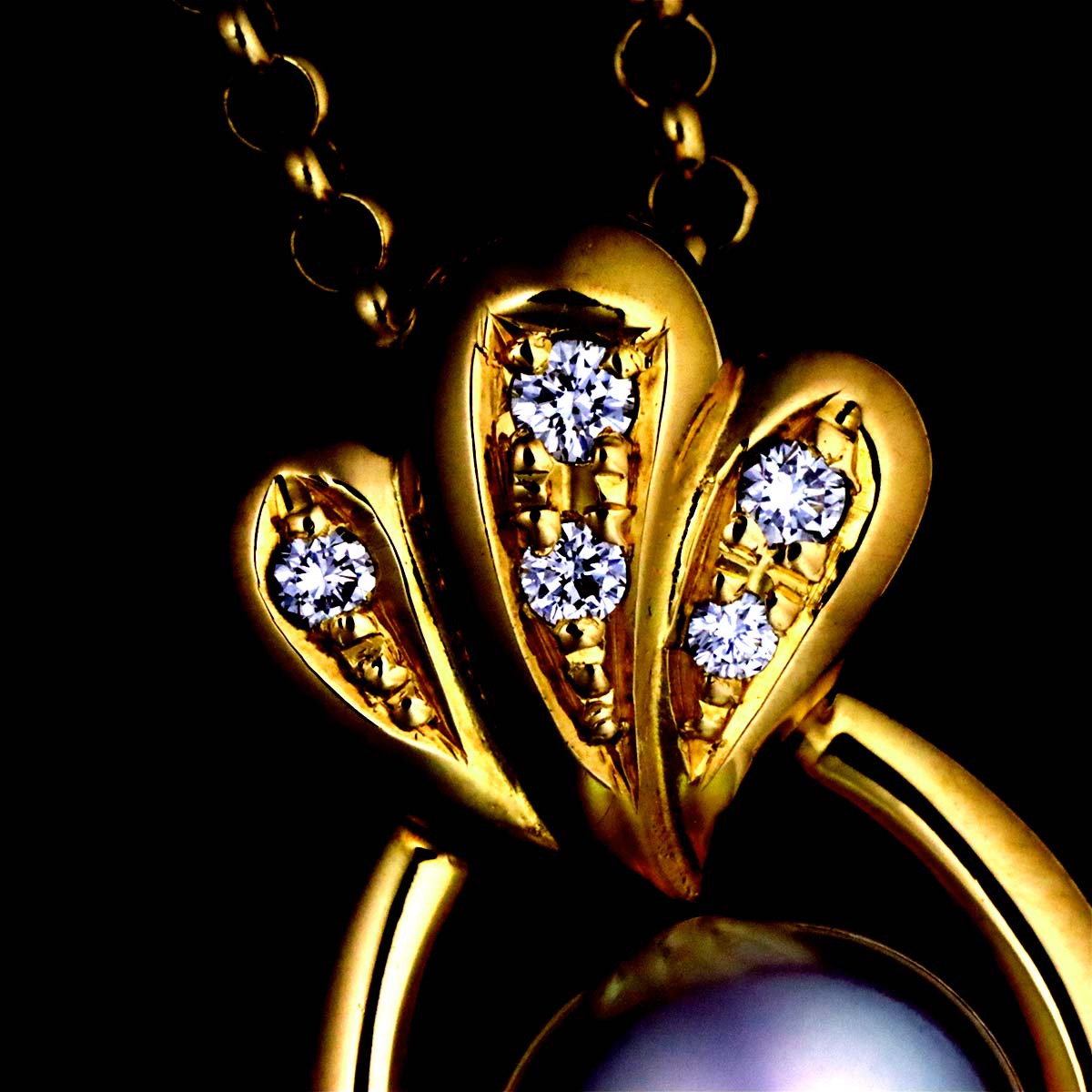 Akoya Pearl 7.6mm Diamond 0.05ct Necklace 18K YG 750
