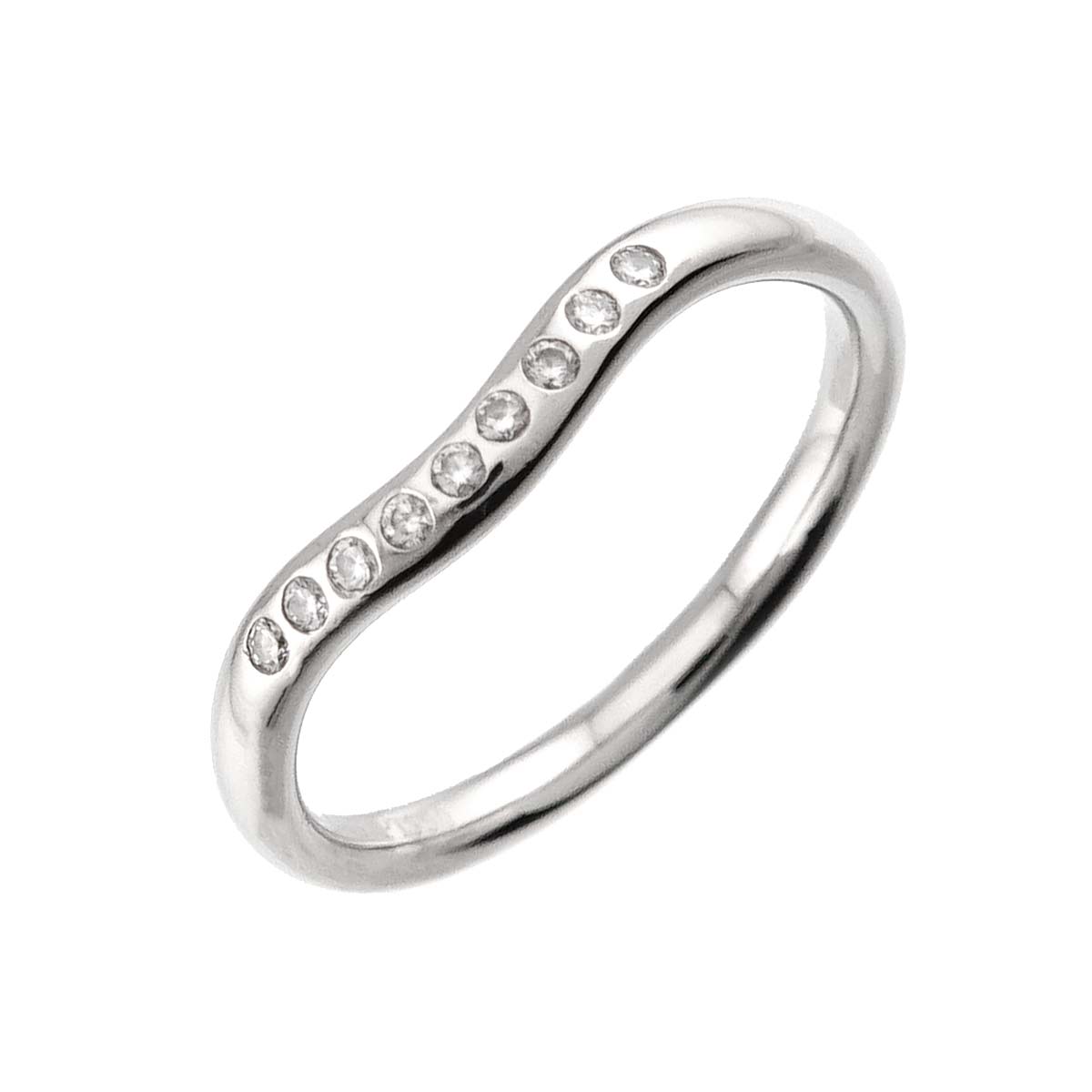 Curved Band Diamond Ring Pt Platinum Size5.25-5.5(US)