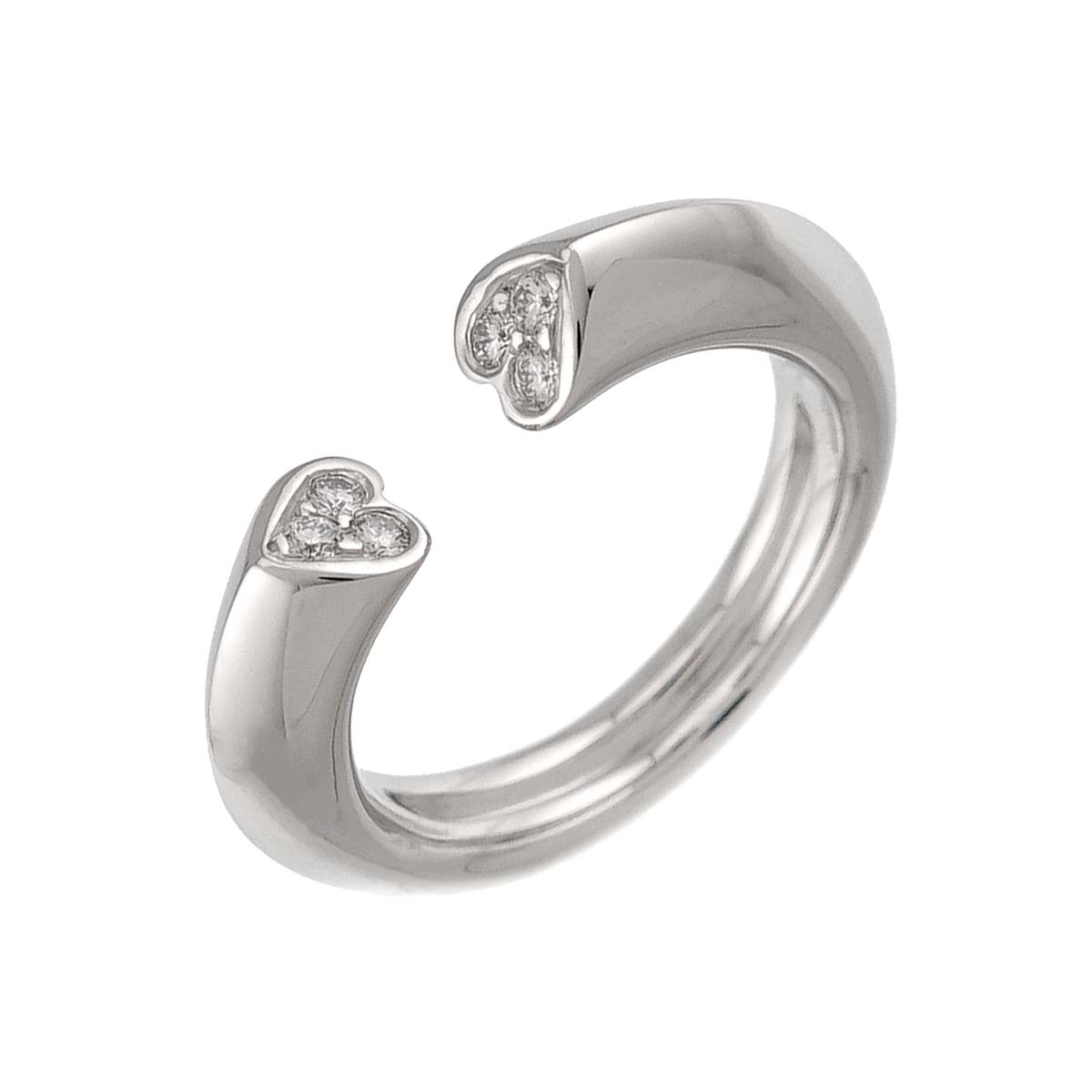 Tenderness Heart Diamond Ring 18K White Gold 750 size4(US)