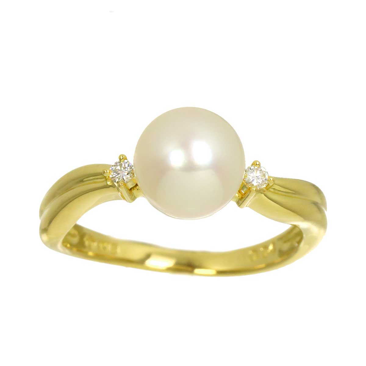 Akoya Pearl Diamond 0.04ct Ring 18K YG Size5.75-6(US)