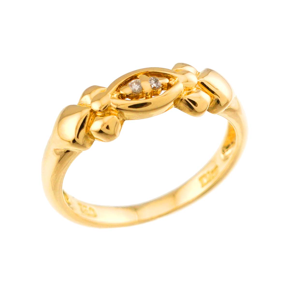 Diamond Ring 18K YG 750 size4.5(US)