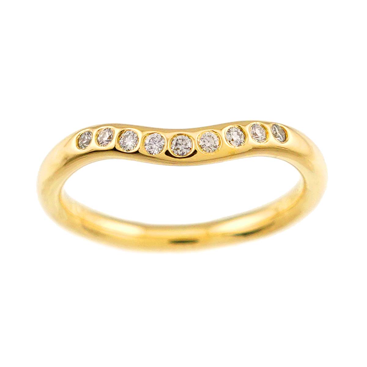 Curved Band Ring Diamond 18K Yellow Gold size3.25-3.75