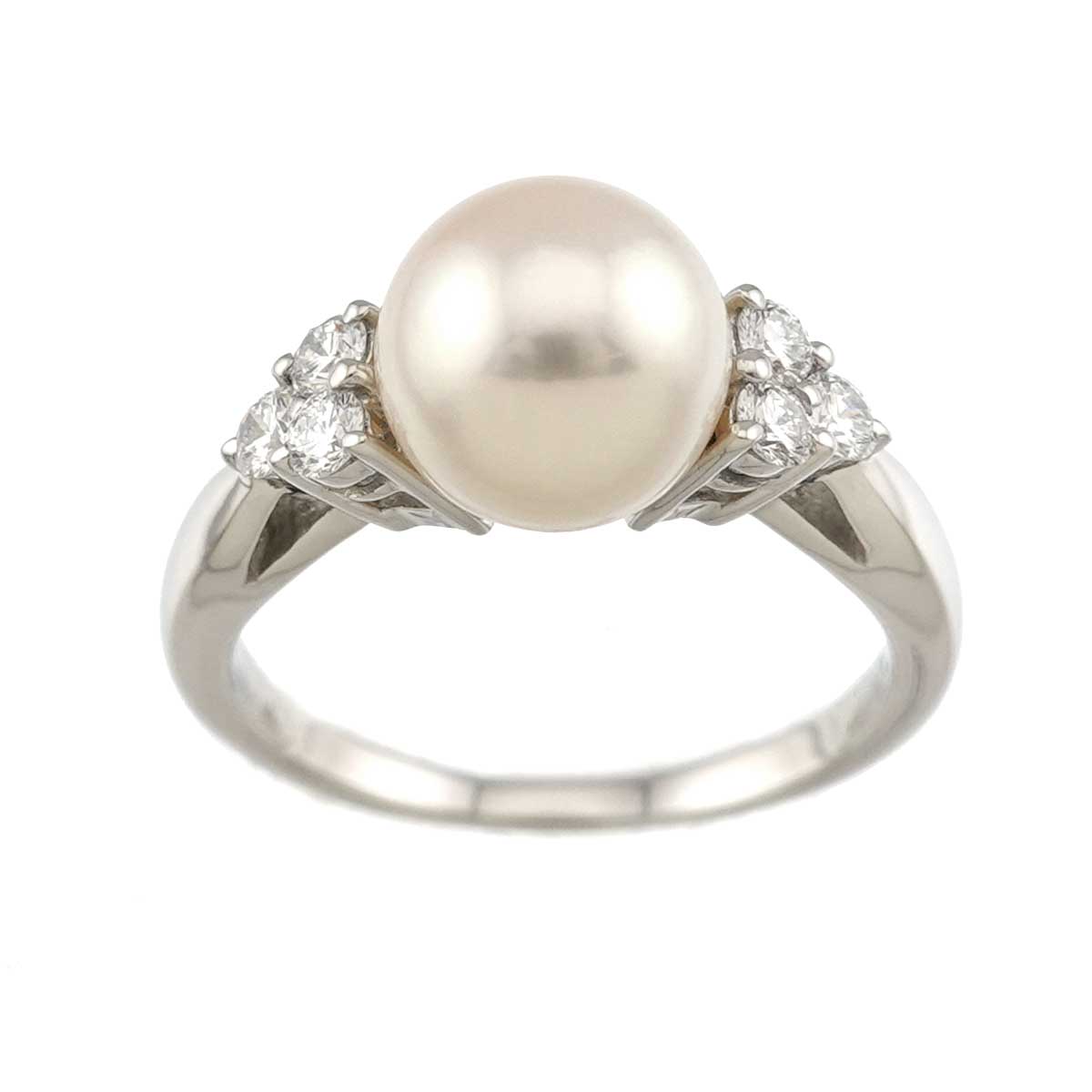 Akoya Pearl 8.0mm Diamond Ring Platinum size5.25(US)