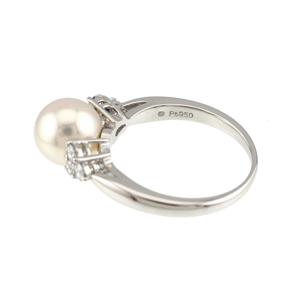 Akoya Pearl 8.0mm Diamond Ring Platinum size5.25(US)