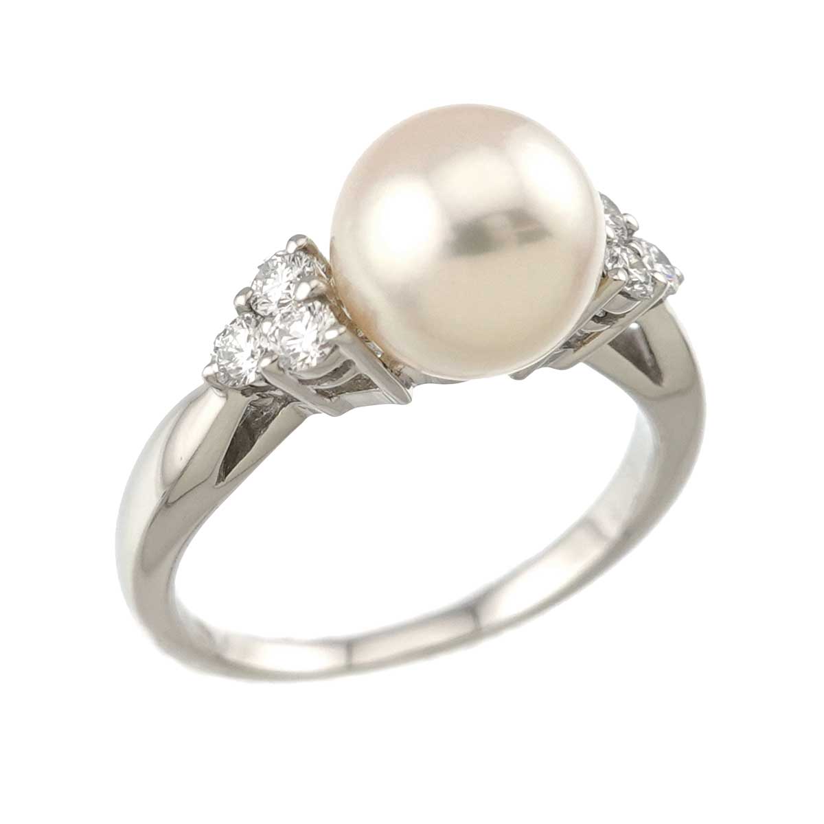 Akoya Pearl 8.0mm Diamond Ring Platinum size5.25(US)