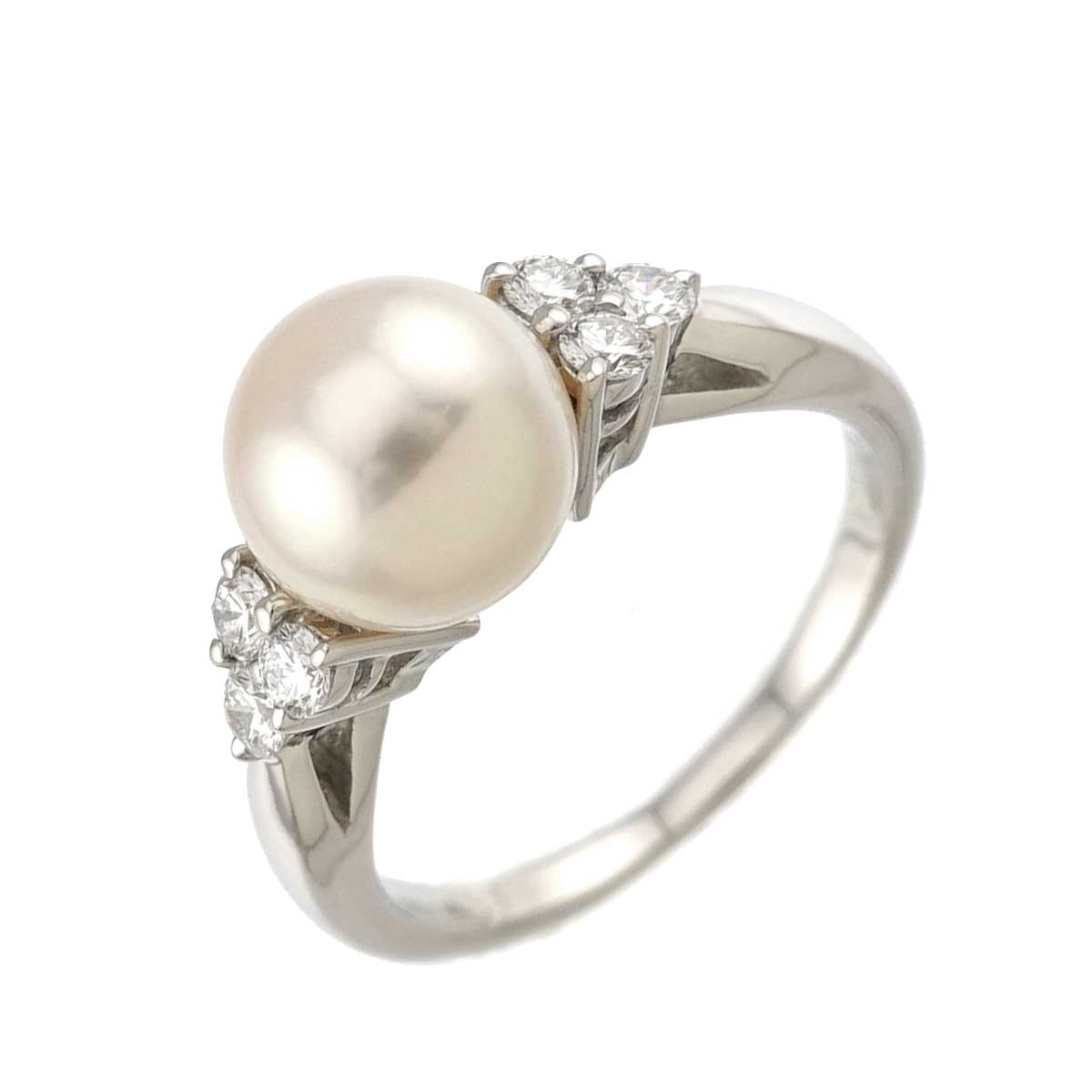 Akoya Pearl 8.0mm Diamond Ring Platinum size5.25(US)
