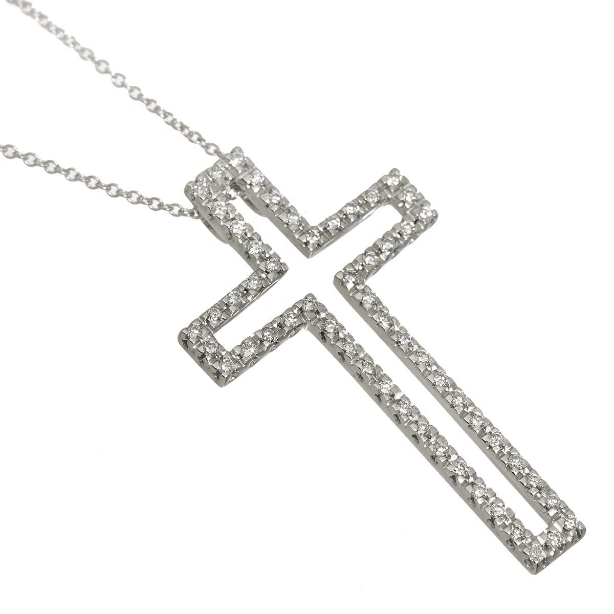 Cross Motif Diamond 0.40ct Necklace 18K White Gold 750