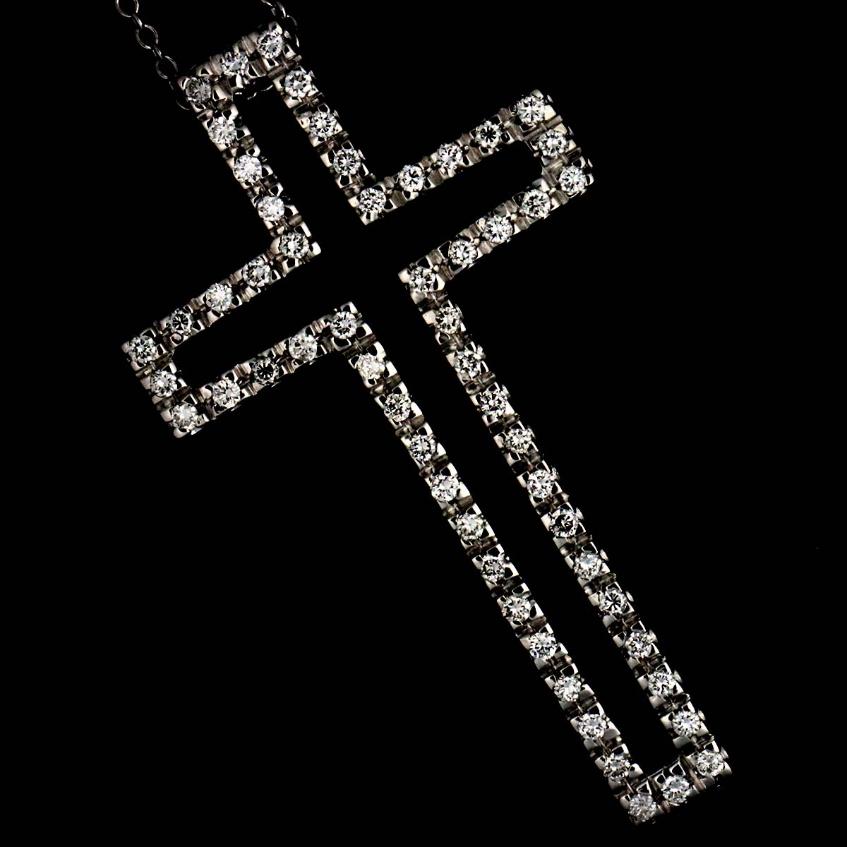 Cross Motif Diamond 0.40ct Necklace 18K White Gold 750