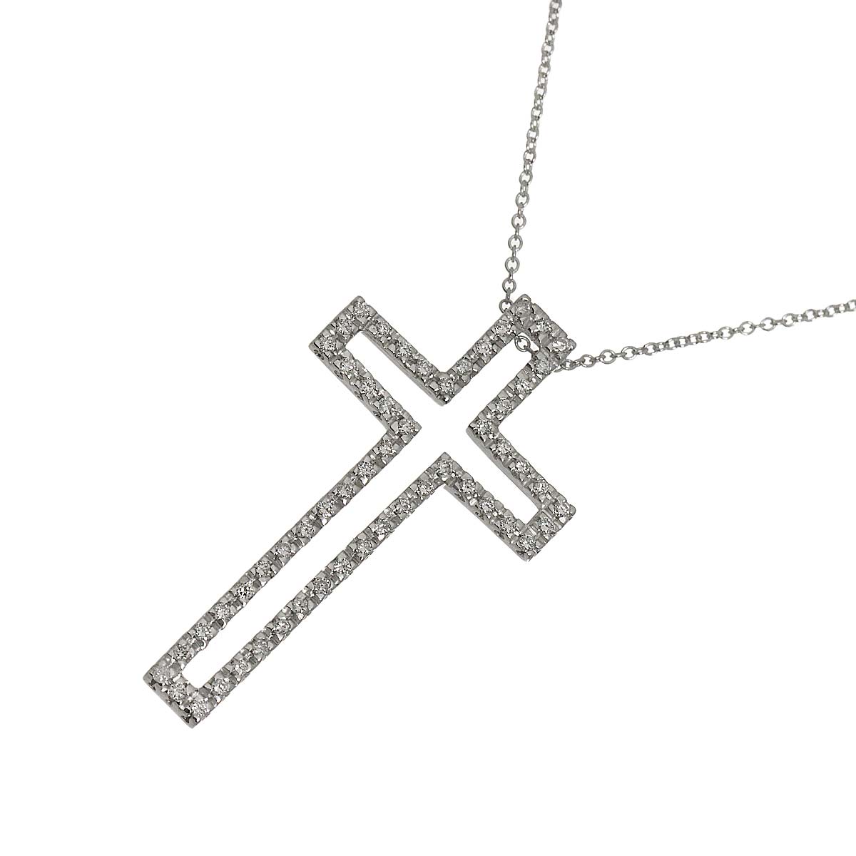 Cross Motif Diamond 0.40ct Necklace 18K White Gold 750
