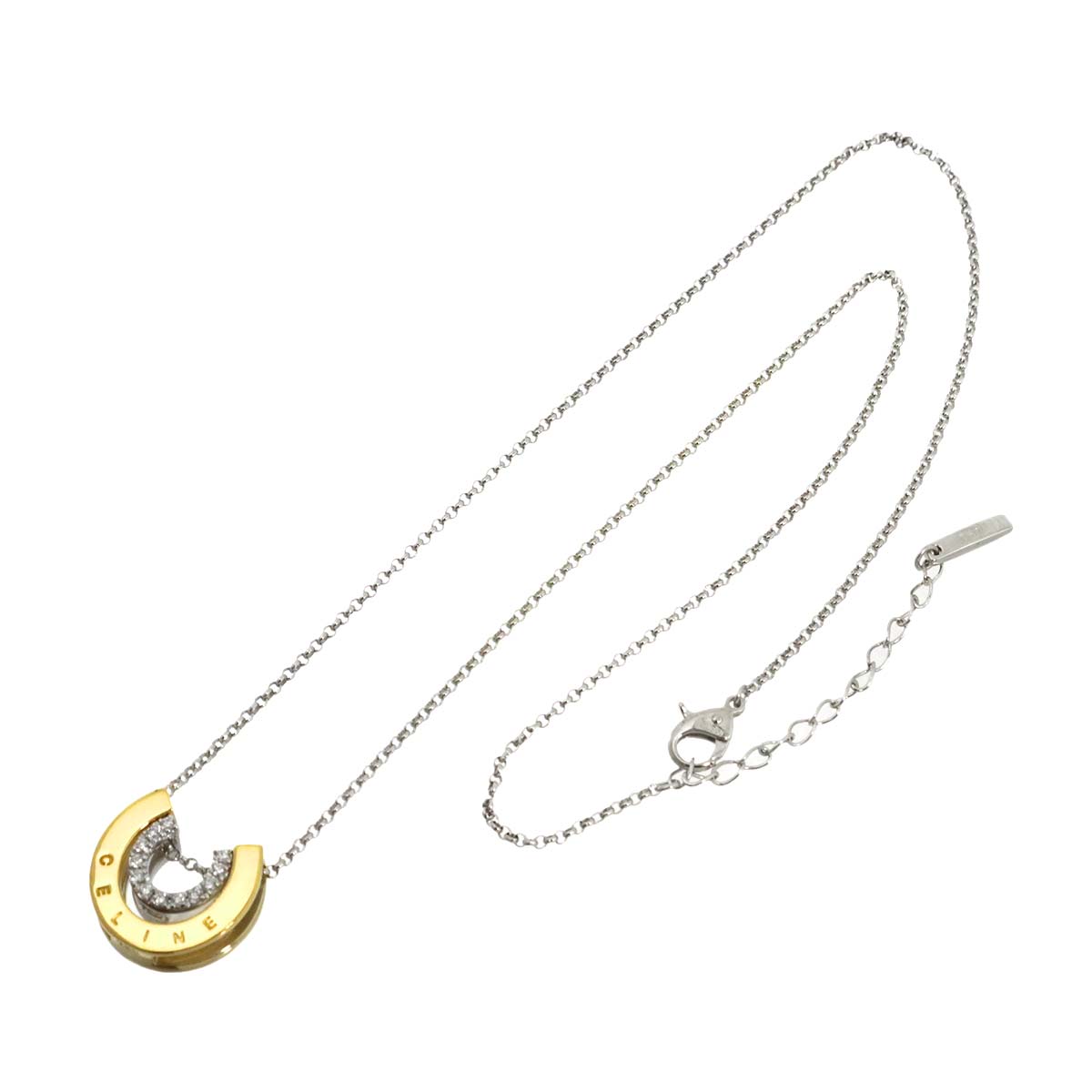 Horseshoe Diamond Necklace 18K White Yellow Gold 750