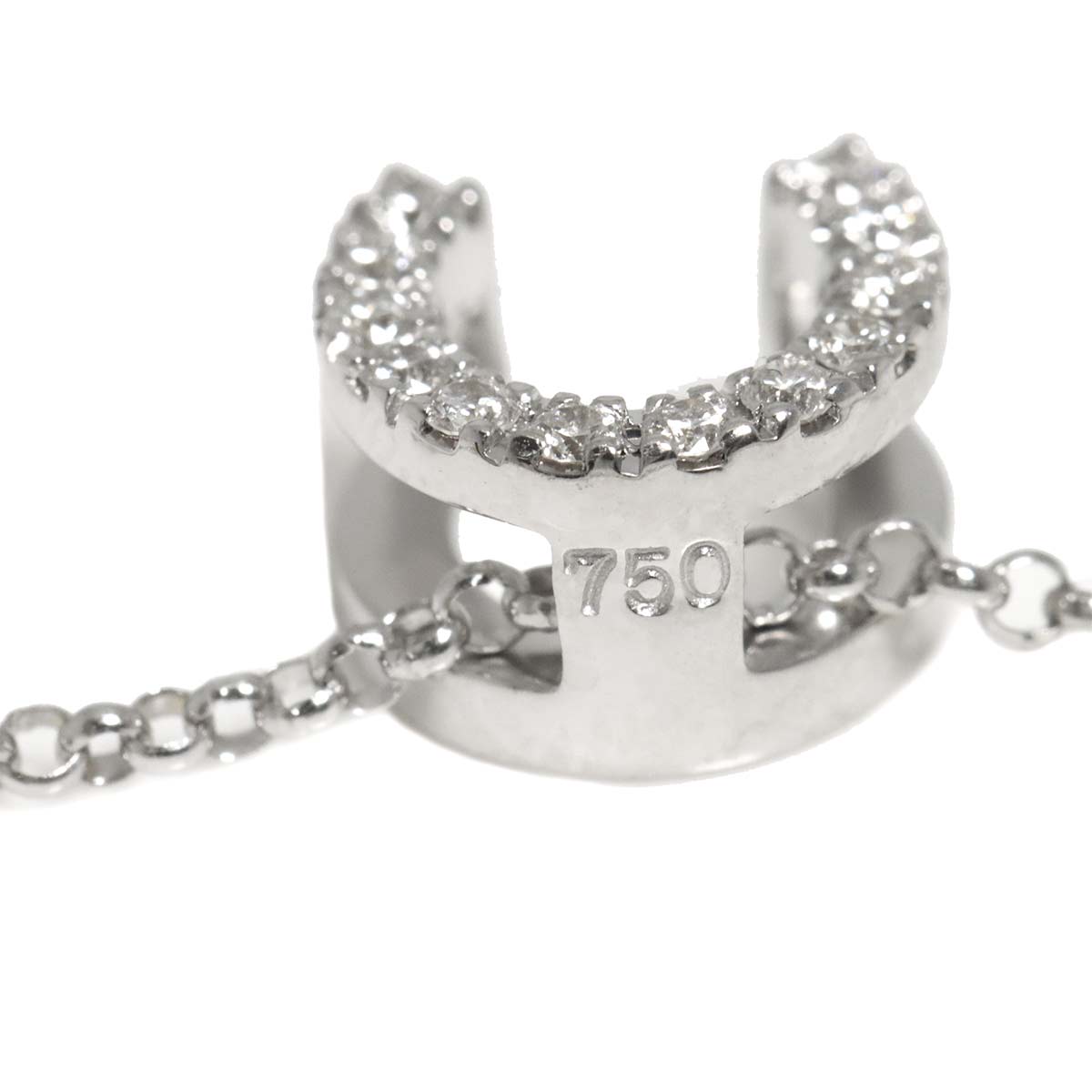 Horseshoe Diamond Necklace 18K White Yellow Gold 750