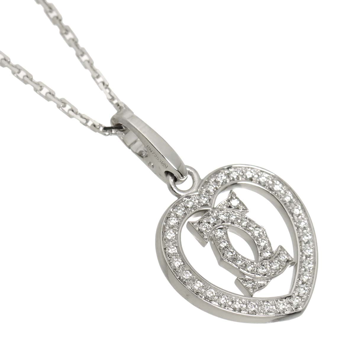 2C Diamond Heart Necklace 18K White Gold 750