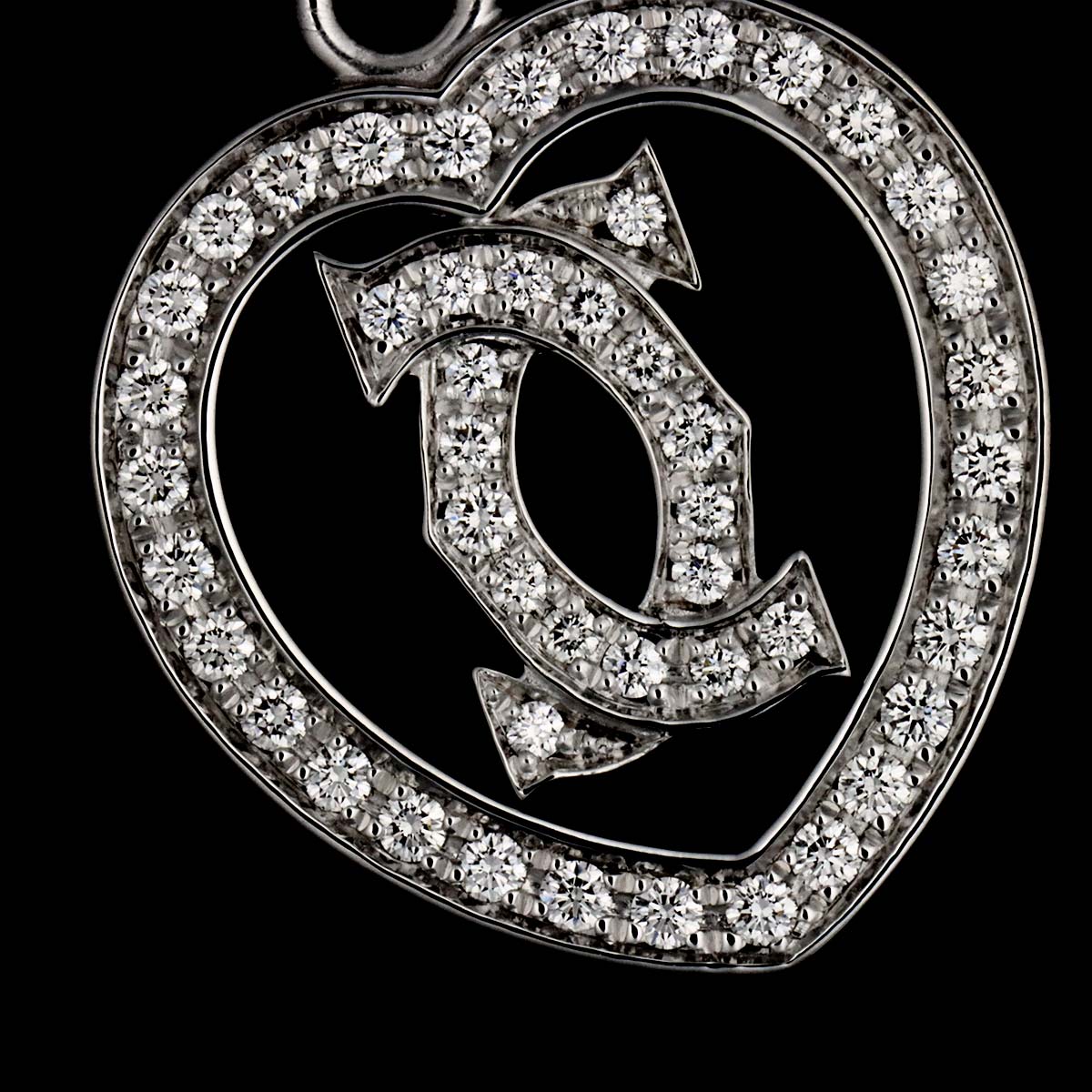 2C Diamond Heart Necklace 18K White Gold 750