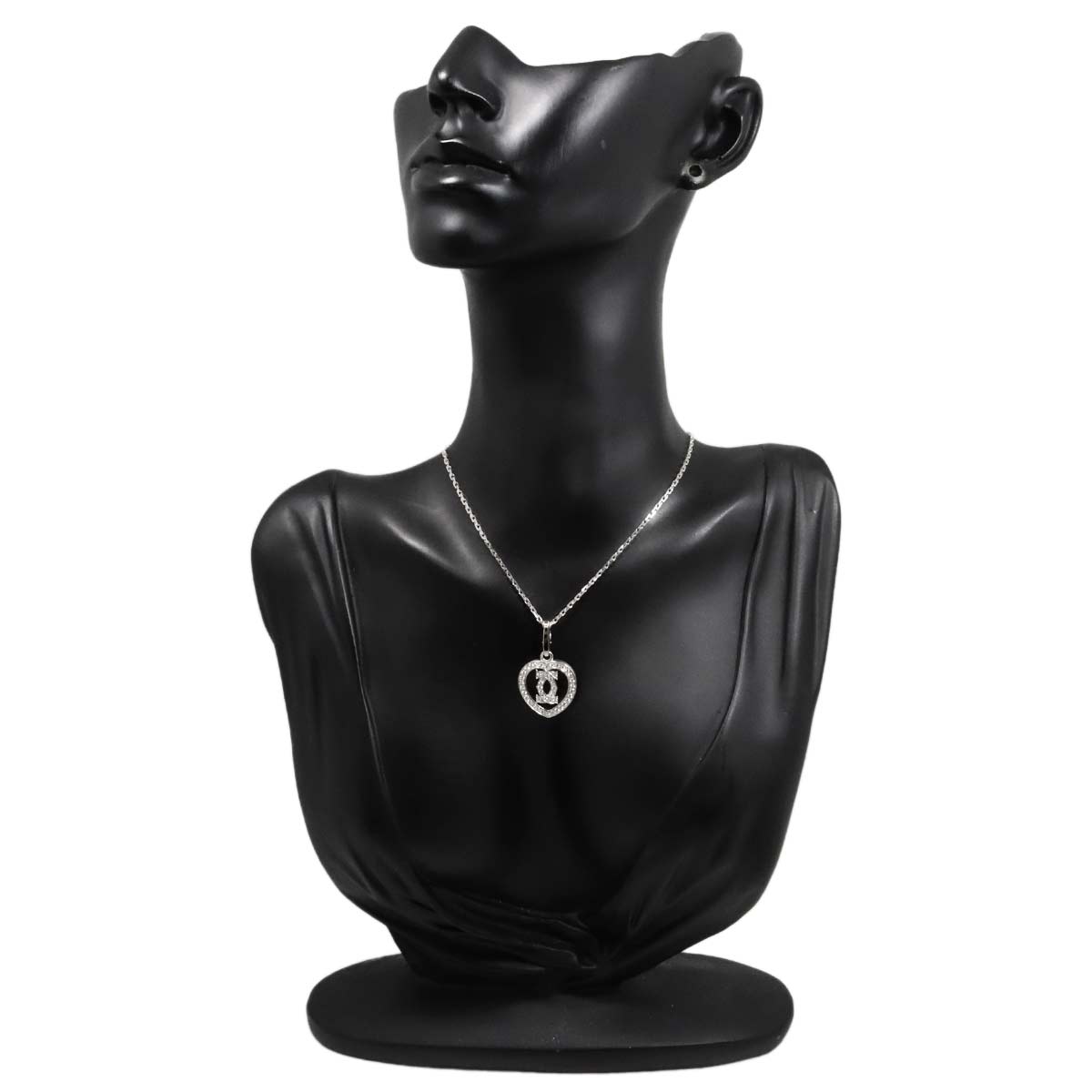 2C Diamond Heart Necklace 18K White Gold 750