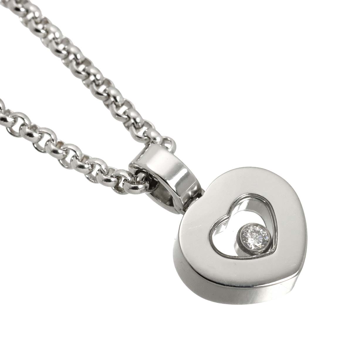 Happy Diamond Heart Necklace 18K White Gold 750