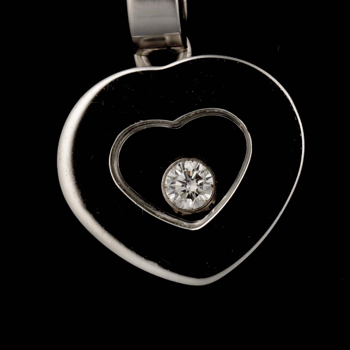 Happy Diamond Heart Necklace 18K White Gold 750