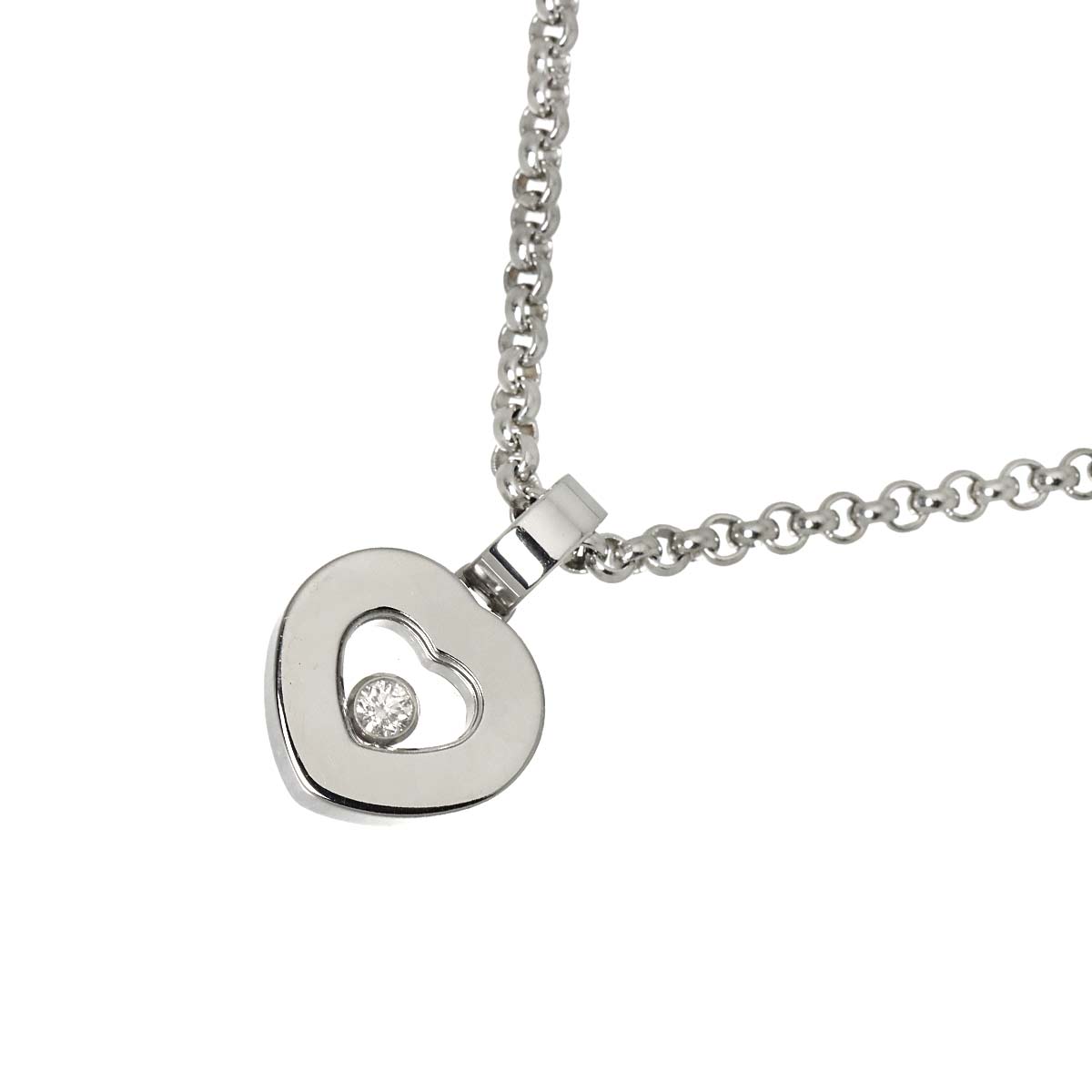 Happy Diamond Heart Necklace 18K White Gold 750
