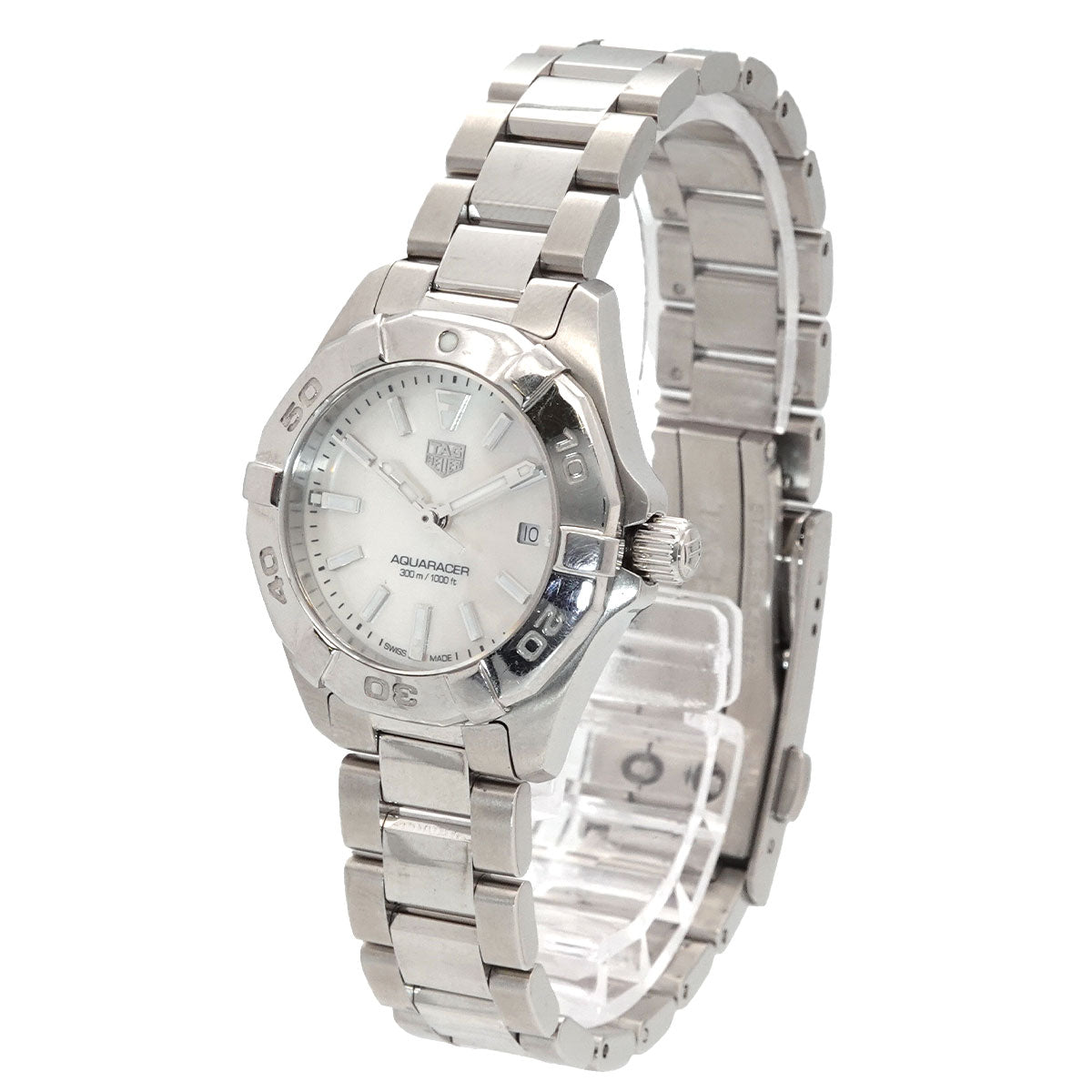 Aquaracer 300 WBD1411 Quartz Date White Shell Dial Ladies