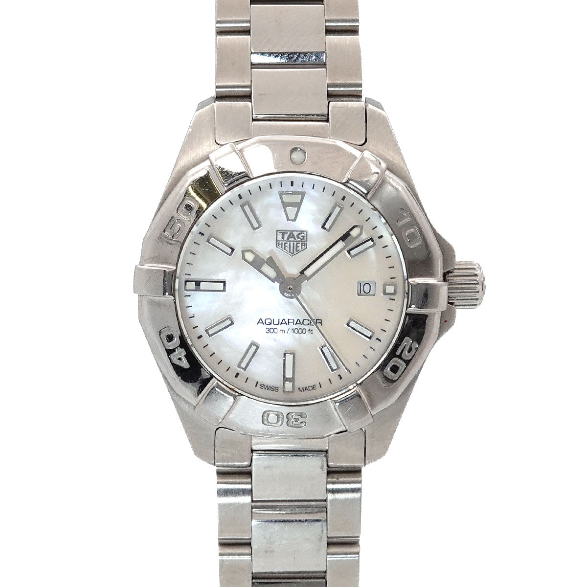 Aquaracer 300 WBD1411 Quartz Date White Shell Dial Ladies