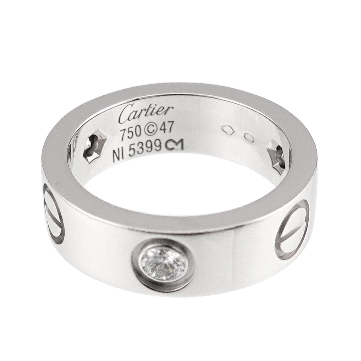 Love Ring Diamond 3P 18K White Gold 750 size47 3.75-4(US)