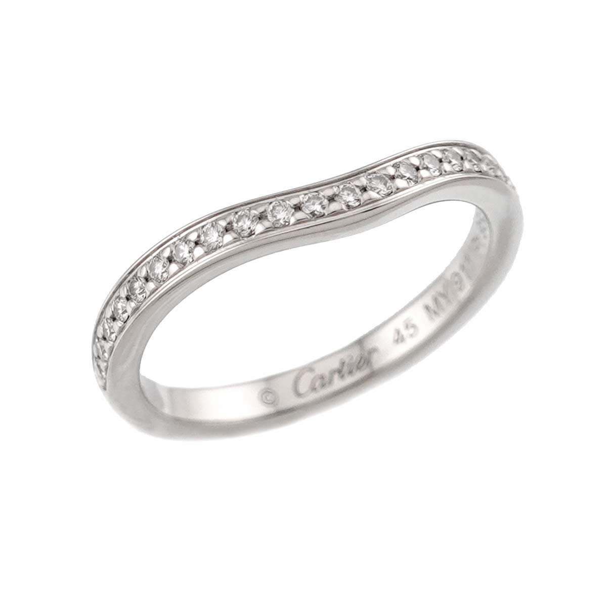 Ballerine curve Half Diamond Ring Pt Pt size45 3.25(US)