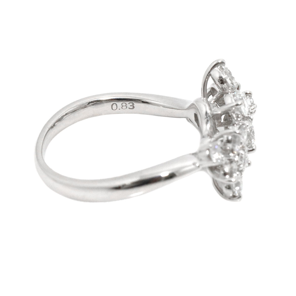 Diamond 0.83ct Ring 18K White Gold 750 Size5.25(US)