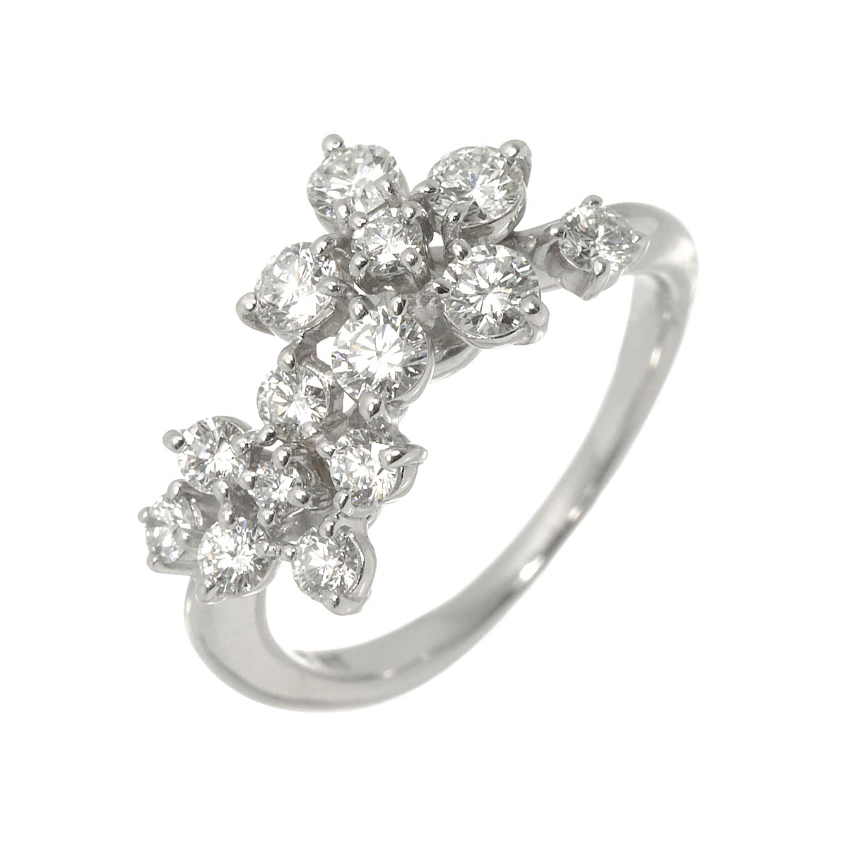 Diamond 0.83ct Ring 18K White Gold 750 Size5.25(US)